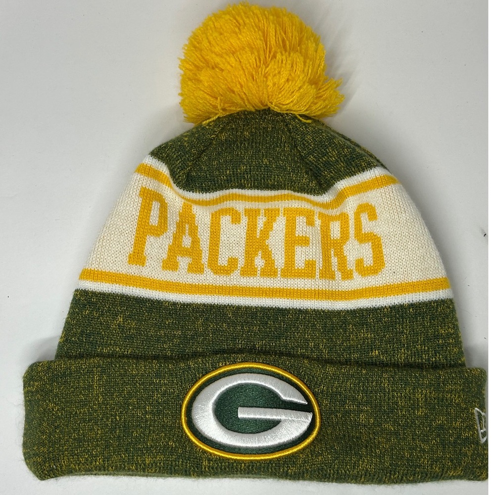Green Bay Packers NFL New Era Knit Beanie Hat Pom Pom Cuff Logo